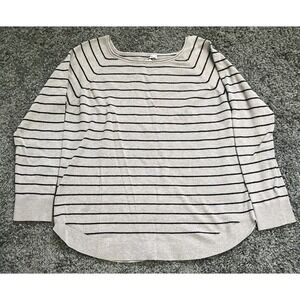 Pink Clover, Women's Xxl Brown, Black Striped Boat Neck Long Sleeve Sweater